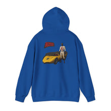 Load image into Gallery viewer, Racer Graphic Hoodie – Yellow Sports Car with Driver 'Speed Racer' Design