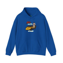 Load image into Gallery viewer, Racer Graphic Hoodie – Yellow Sports Car with Driver 'Speed Racer' Design