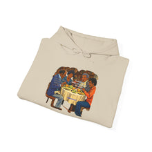 Load image into Gallery viewer, Keep Life Simple Hoodie — Retro Reggae Graphic Sweatshirt with Friends Dinner Illustration
