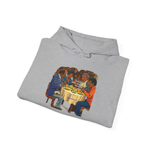 Load image into Gallery viewer, Keep Life Simple Hoodie — Retro Reggae Graphic Sweatshirt with Friends Dinner Illustration
