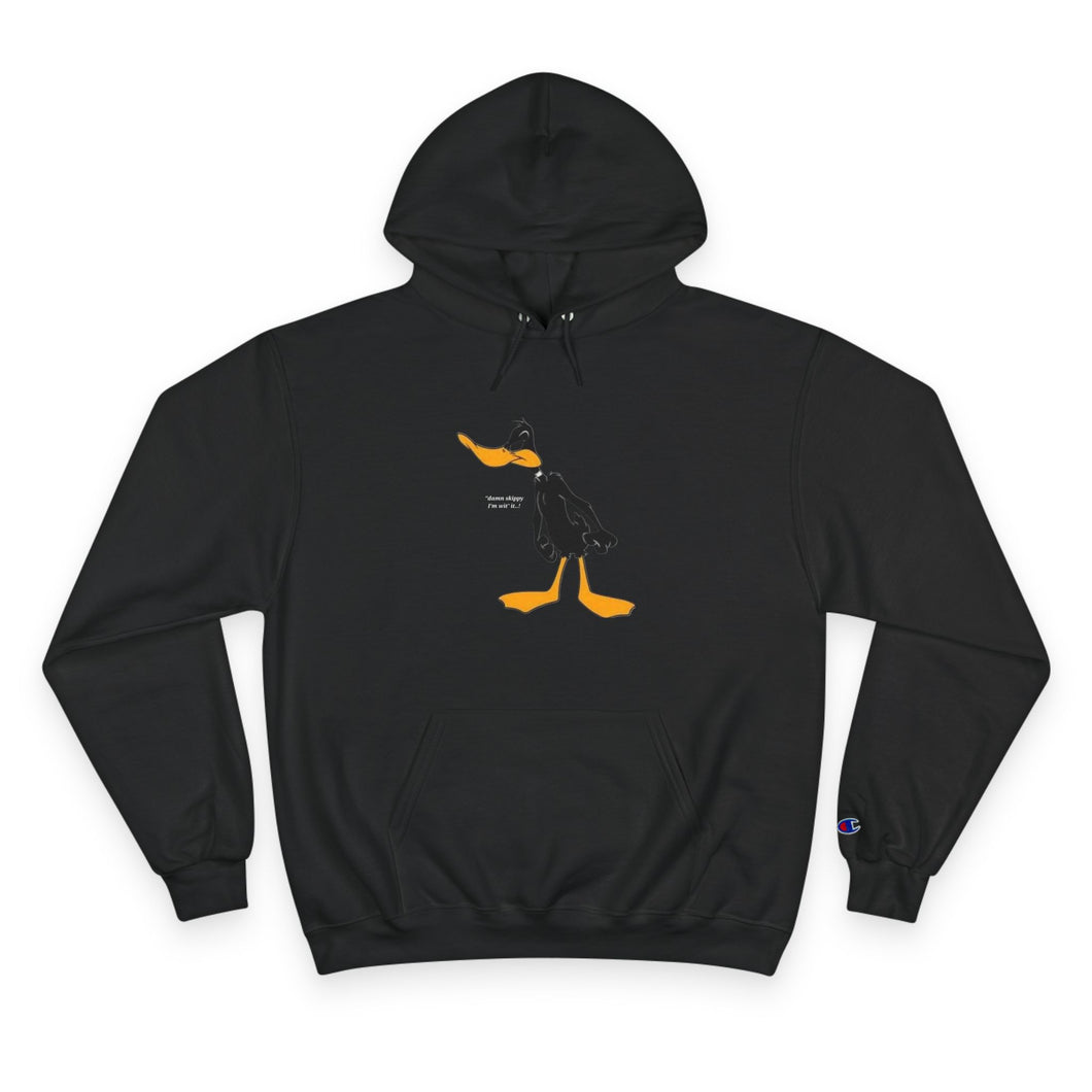 Champion Hoodie - Genius Duck Damn Skippy Design